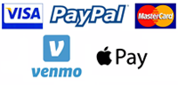 Credit card logos for Visa, Mastercard